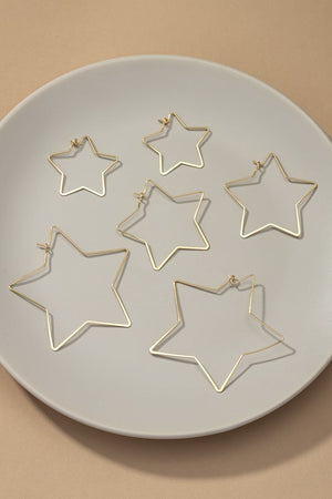 Trio graduate size star hoop earrings