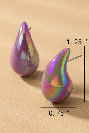 hollow puffy color coating teardrop earrings