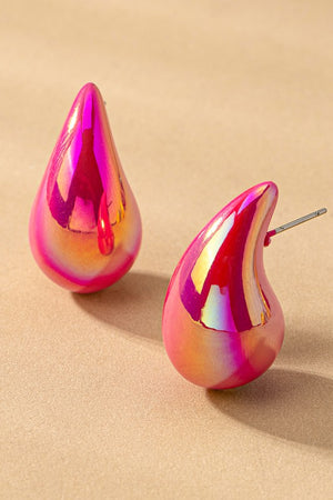 hollow puffy color coating teardrop earrings