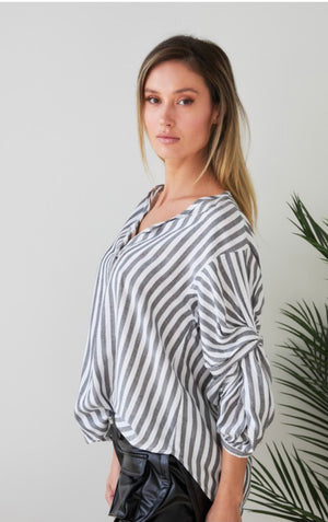 Twist Ruched Sleeves Blouse