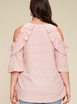 Plus Eyelet Pink Top