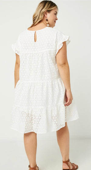 Flutter Sleeves Off White Dress