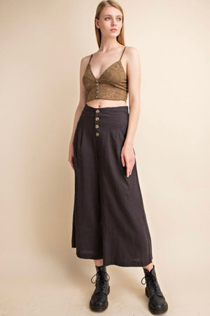 Linen Button Down Wide Leg Pants