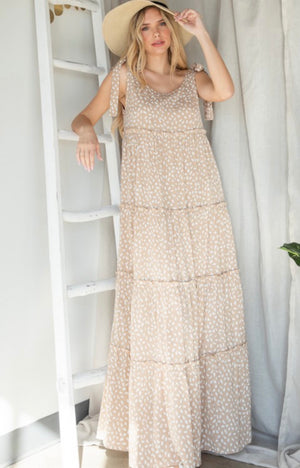 Ivory Dot Print Maxi Dress