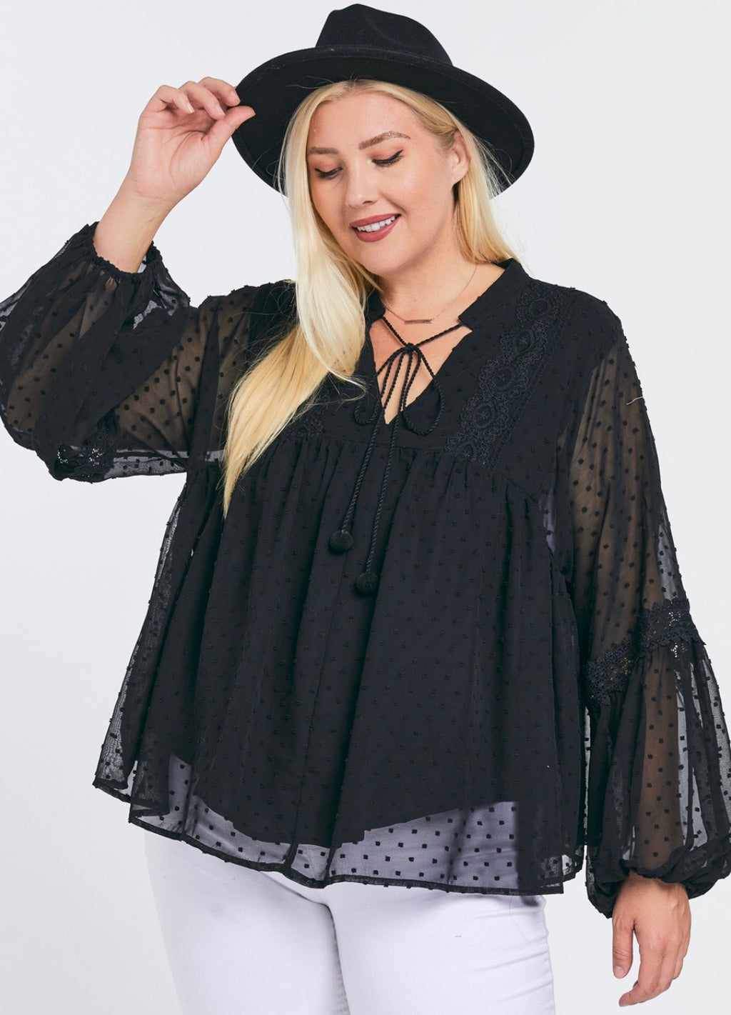 Plus Black Loose Blouse