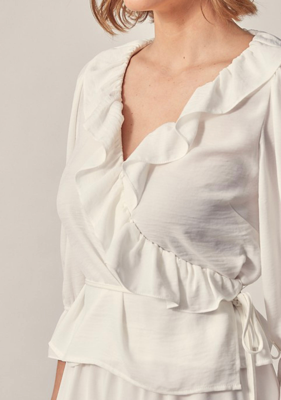 ruffle wrap blouse