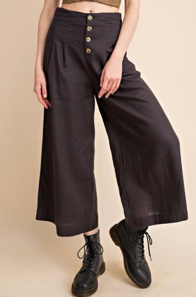 Linen Button Down Wide Leg Pants